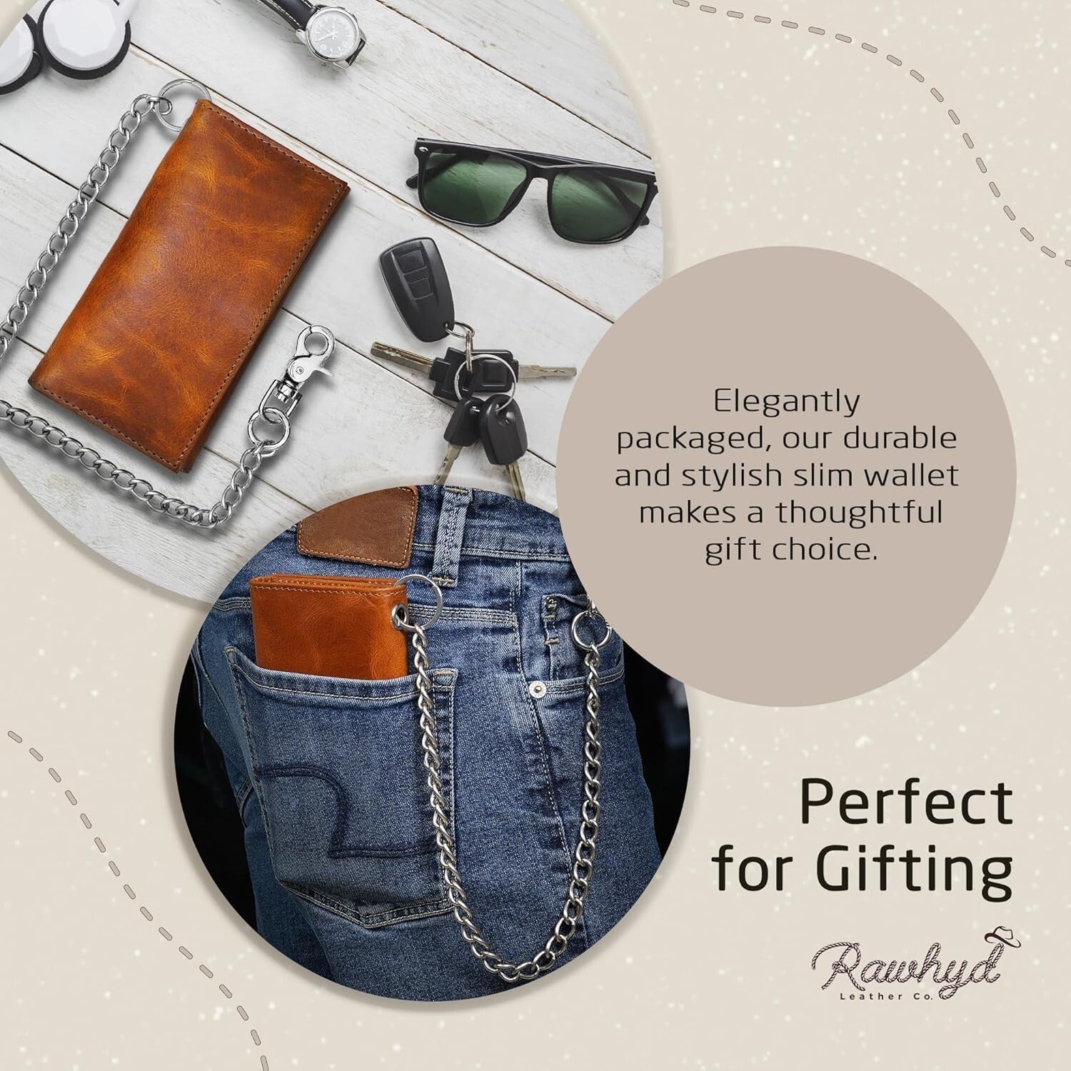 Classic Men's Biker Wallet with RFID Blocking & Chain - Timeless Craftsmanship