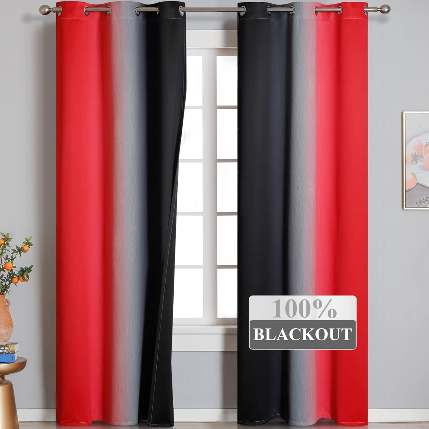 Stylish Ombre Blackout Drapes - 2 Panels of Full Light Blocking Curtains, 42x84