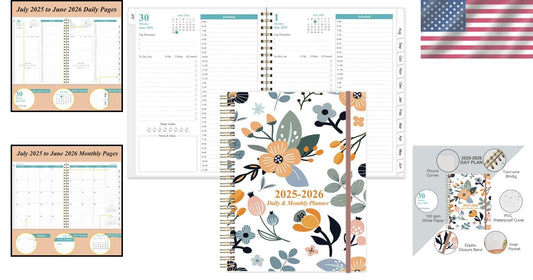 Chic Daily Planner for 2025-2026 – 8.5" x 11" with 12 Tabs & High-Quality Paper