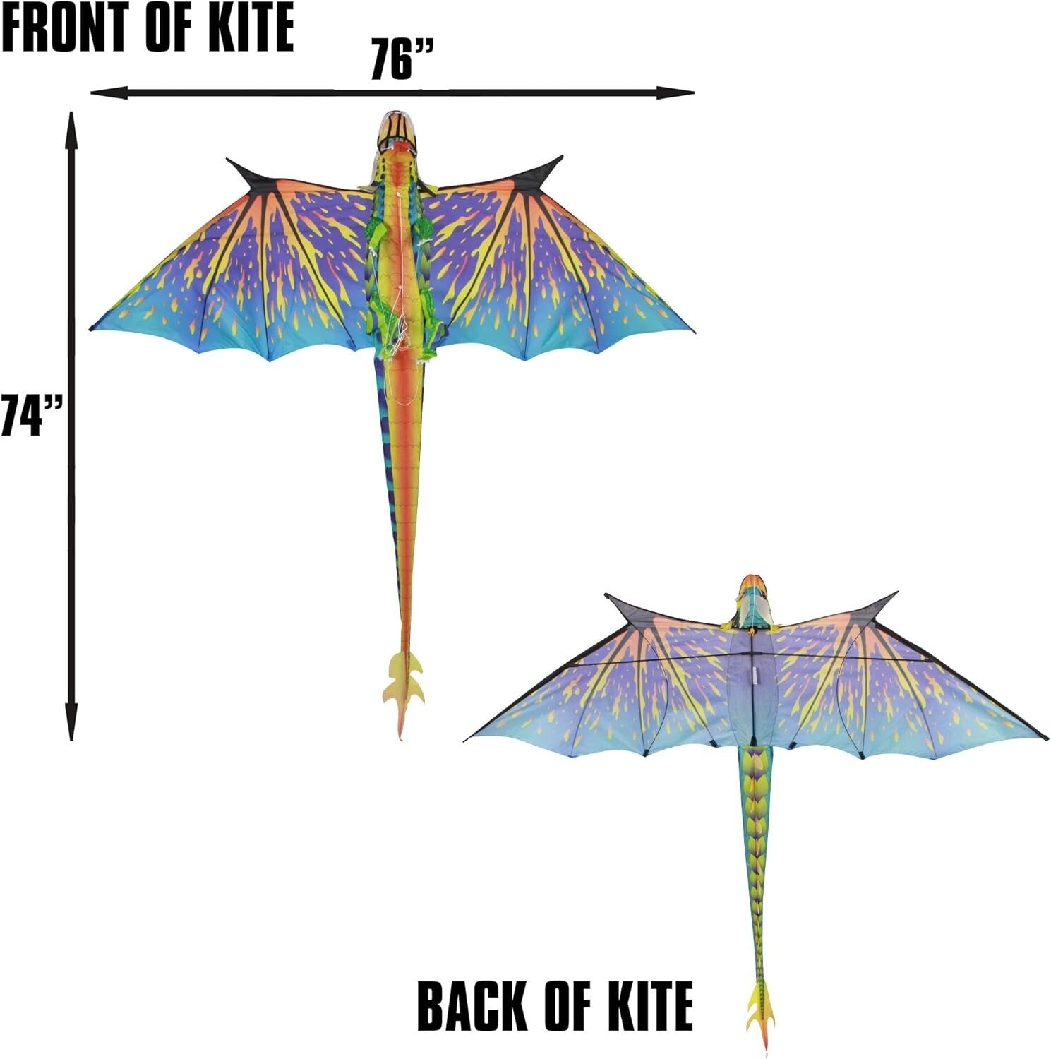 Large 76" Blue Dragon Kite - Perfect for Family Fun & Outdoor Adventures