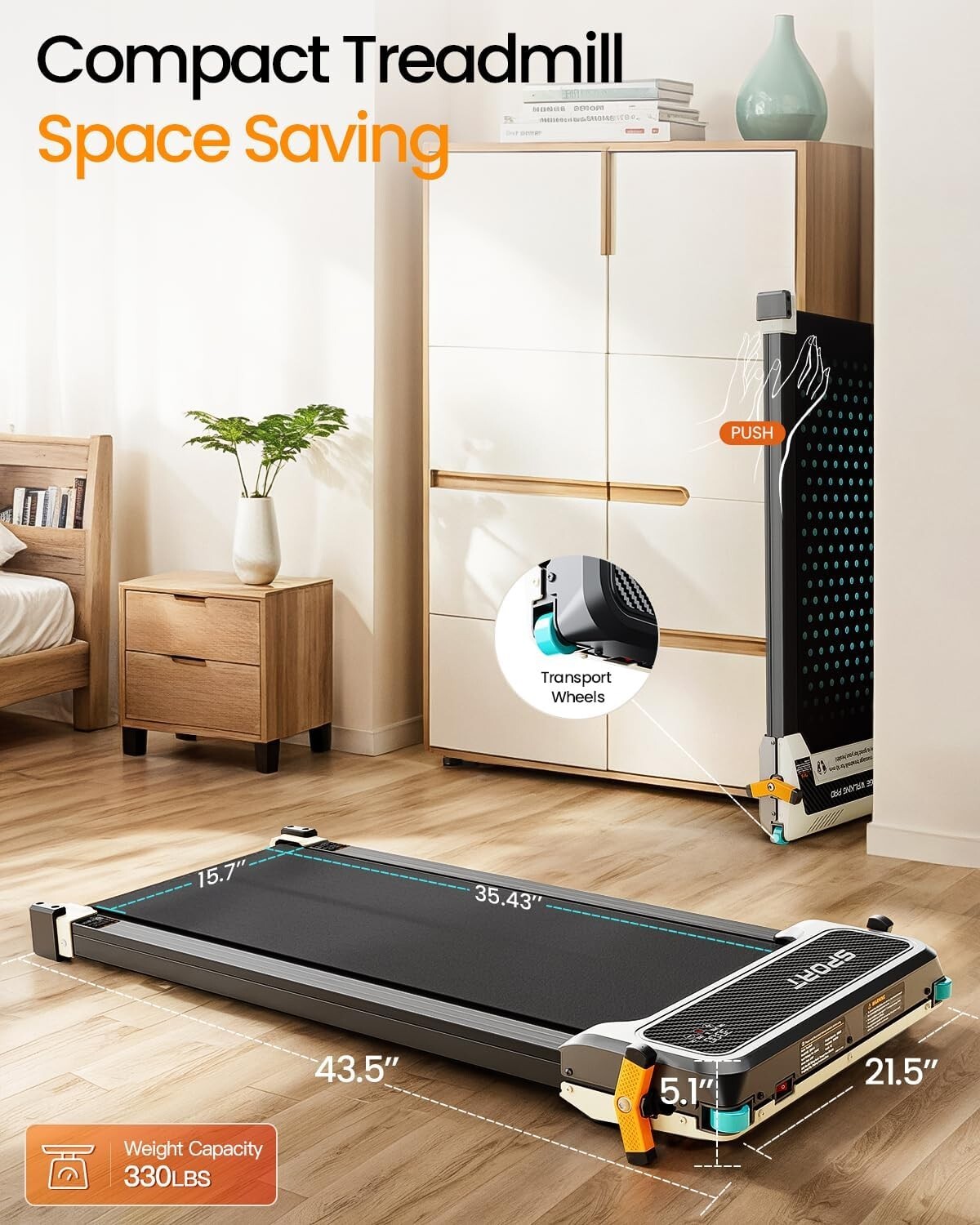 Quiet 2.5HP Multi-Function Treadmill with Incline & Foot Massage for All Users