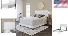 Load image into Gallery viewer, Contemporary Full Size Platform Bed Frame with Faux Leather Headboard - White