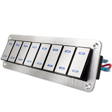 Load image into Gallery viewer, 8 Gang Waterproof Aluminum Rocker Switch Panel: Ideal for Marine &amp; Automotive