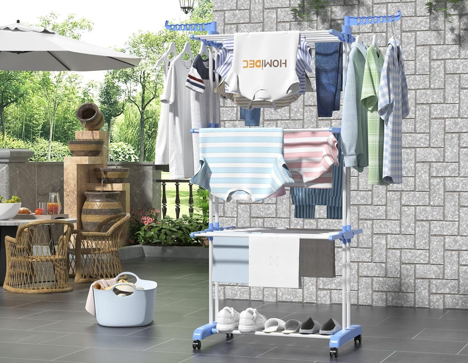 Durable Large Folding Drying Rack with Castors - Organize Laundry with Ease