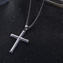Load image into Gallery viewer, Durable 2mm Silver Cuban Link Cross Pendant Necklace for Men &amp; Women, 16-24 Inch