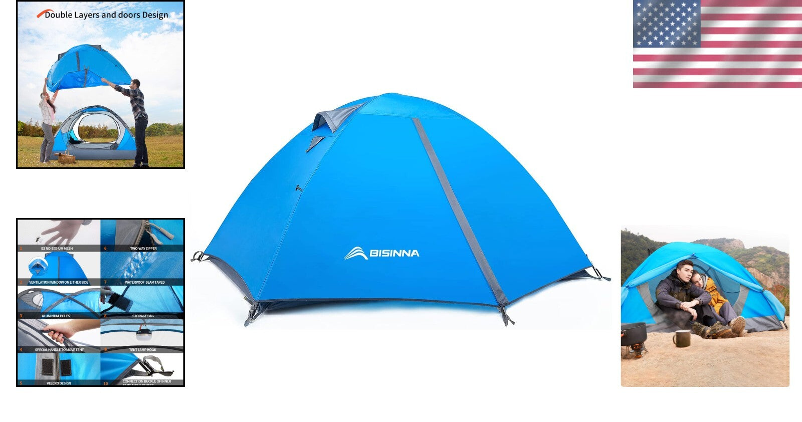 Lightweight 2-Person Waterproof Camping Tent - Easy Setup for Outdoor Adventures