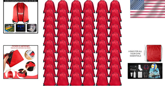 Durable Red Drawstring Backpacks: 60 Lightweight Cinch Bags for Travel & Gym