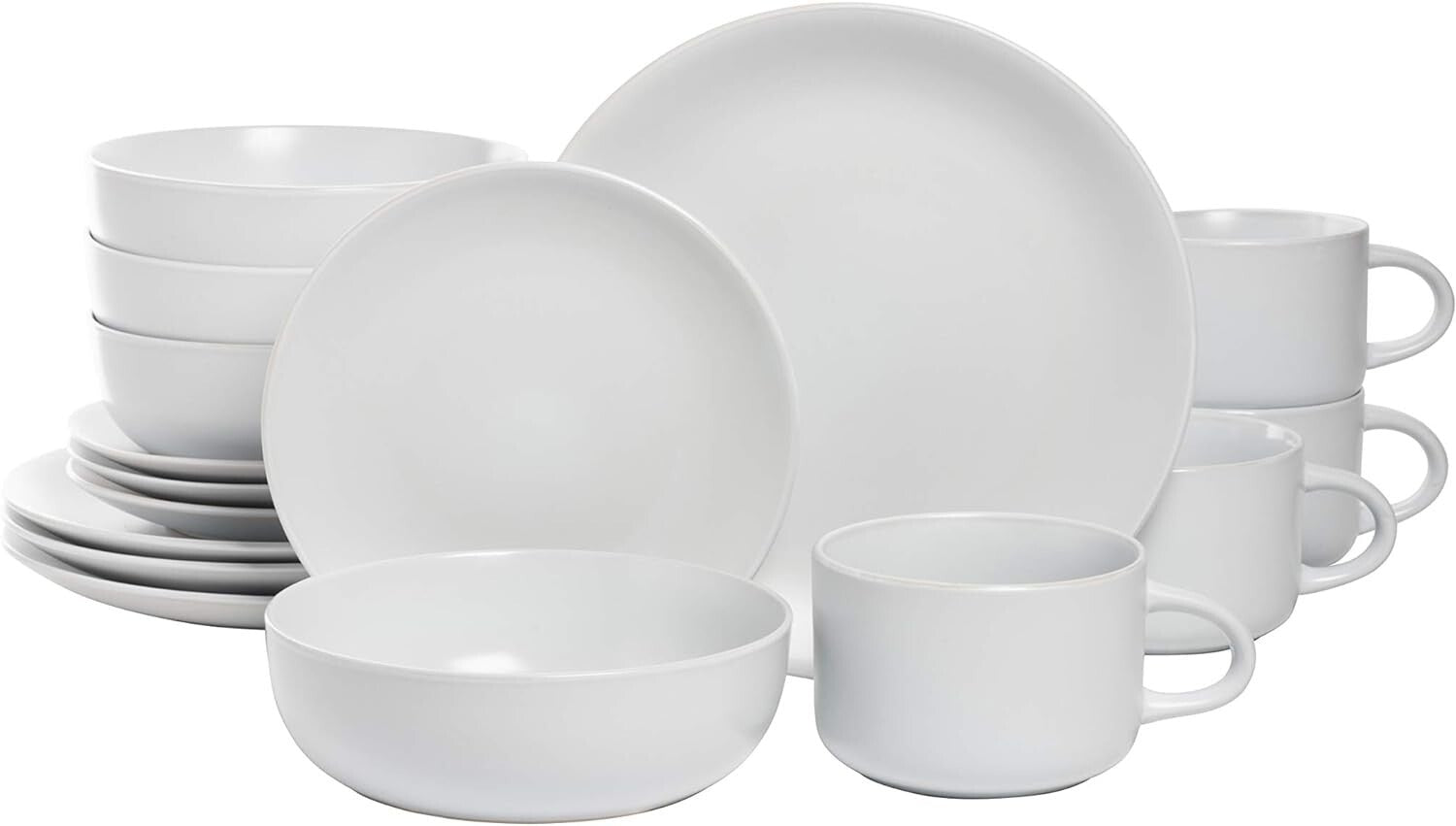 Elegant Matte Stoneware Dinnerware Pack of 16 - Microwave & Dishwasher Safe