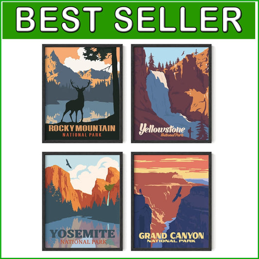 Customizable Vintage National Park Art - 8x10 Mountain Posters in Black Frame