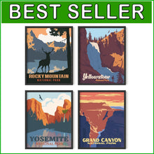Load image into Gallery viewer, Customizable Vintage National Park Art - 8x10 Mountain Posters in Black Frame