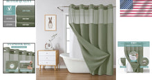 Load image into Gallery viewer, Luxury Sage Green Waterproof Waffle Shower Curtain Set with Snap-In Liner, 71x86