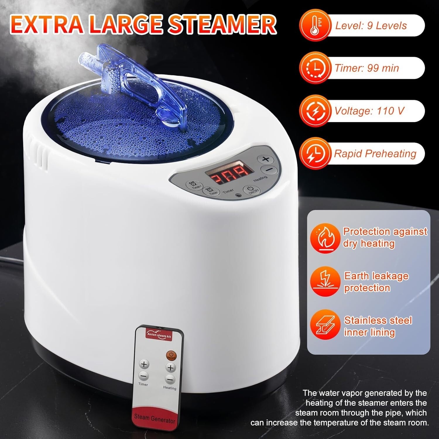 Portable Steam Sauna with Steamer for Ultimate Relaxation - 2.6' x 2.6' x 5.9'