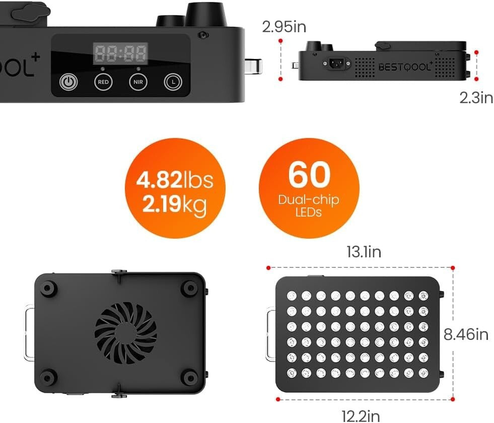 Enhanced Red Light Therapy Device - 105W LED with Cooling Fan & Eye Protection