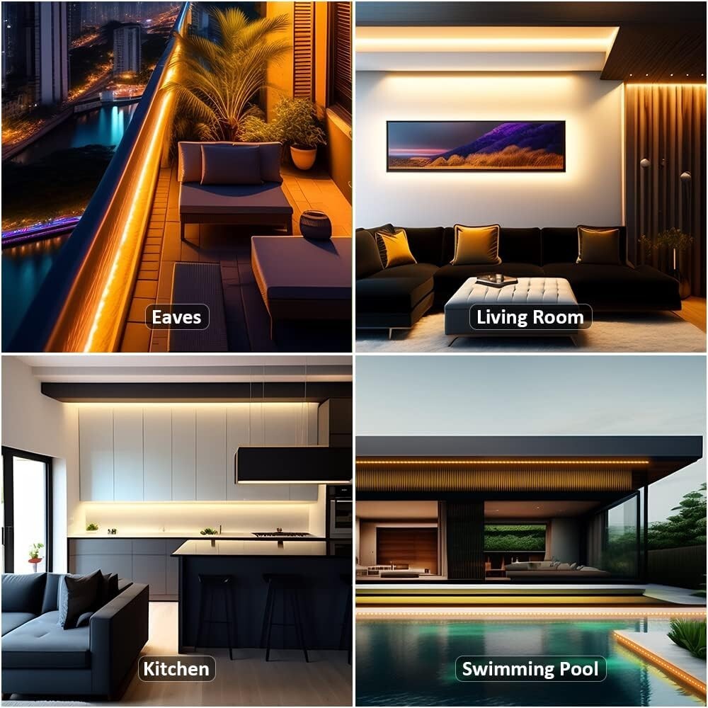 40ft Waterproof Dimmable Tunable White LED Strip Lights with RF Remote Control