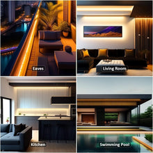 Load image into Gallery viewer, 40ft Waterproof Dimmable Tunable White LED Strip Lights with RF Remote Control