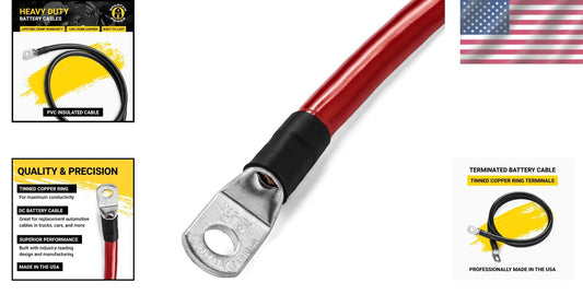 6 Foot 2/0 AWG Heavy Duty Battery Cable, Positive Only, 100% Copper - USA Made