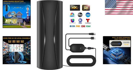 2200+ Miles Range Indoor TV Antenna with Amplifier - 1400 Channels Supported