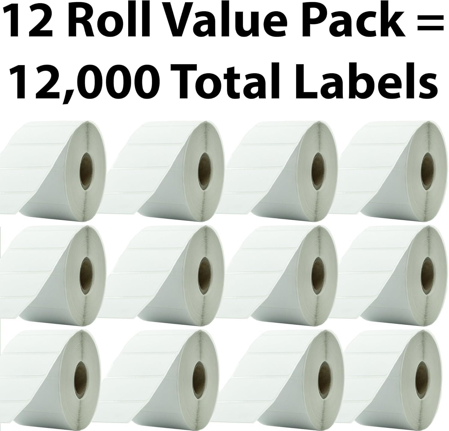 Premium Extra Sticky Thermal Labels 2.25x1.25in, 12 Pack for E-commerce Success