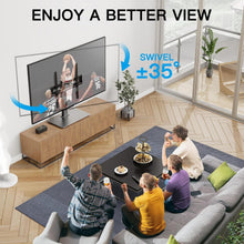 Load image into Gallery viewer, Universal Swivel TV Stand for 32-65 inch TVs - Adjustable Height &amp; Glass Base