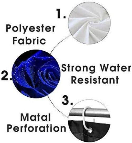 Elegant 4-Piece Floral Shower Curtain Set with Non-Slip Bath Mats - Blue