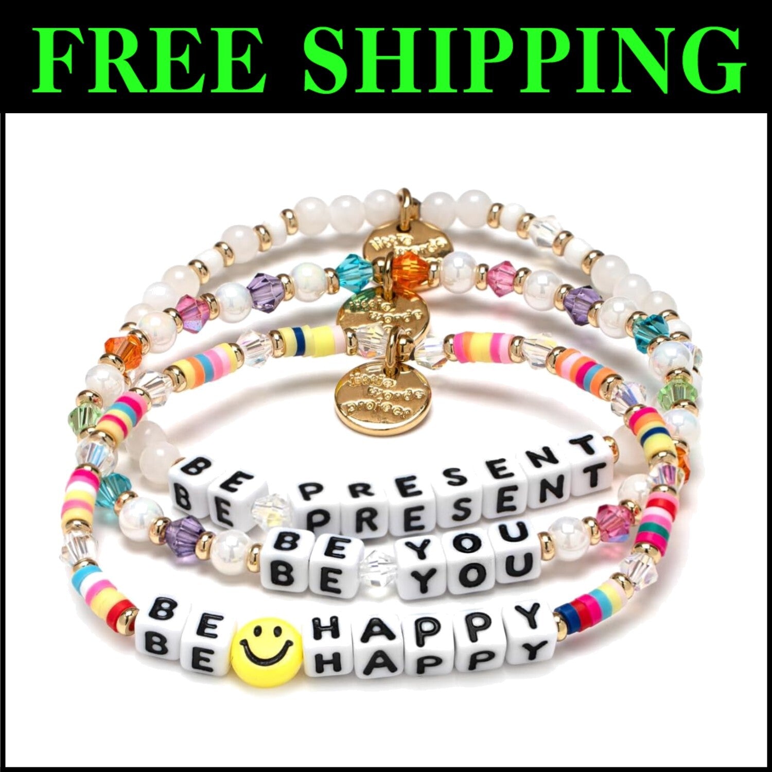 Set of 3 Positive Message Bracelets - Handcrafted Jewelry for Empowerment