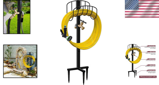 Portable Garden Hose Holder with Heavy-Duty Brass Faucet - Lightweight Design