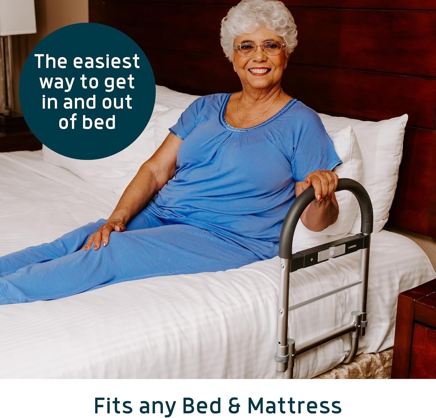 Ergonomic Bed Grab Rail with Motion Light - Ideal for Elderly & Surgery Patients