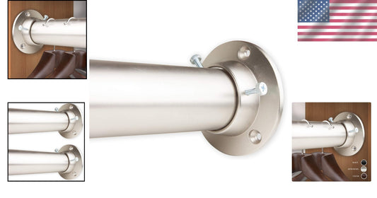1.5" Heavy Duty Adjustable Closet Rod with Satin Nickel Finish - 48 to 84"