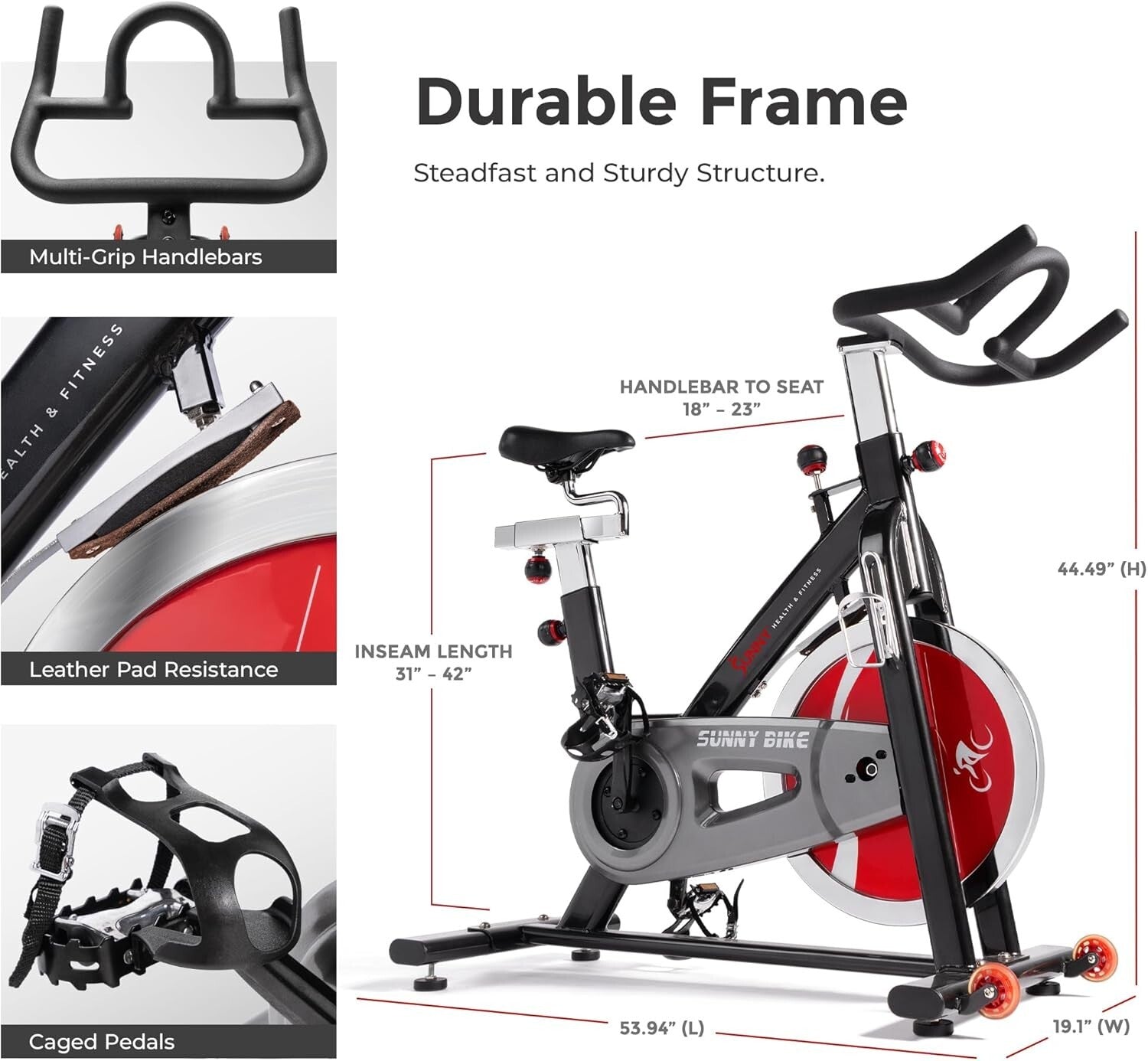 4-Way Adjustable Stationary Exercise Bike for Home Cardio & Convenient Storage