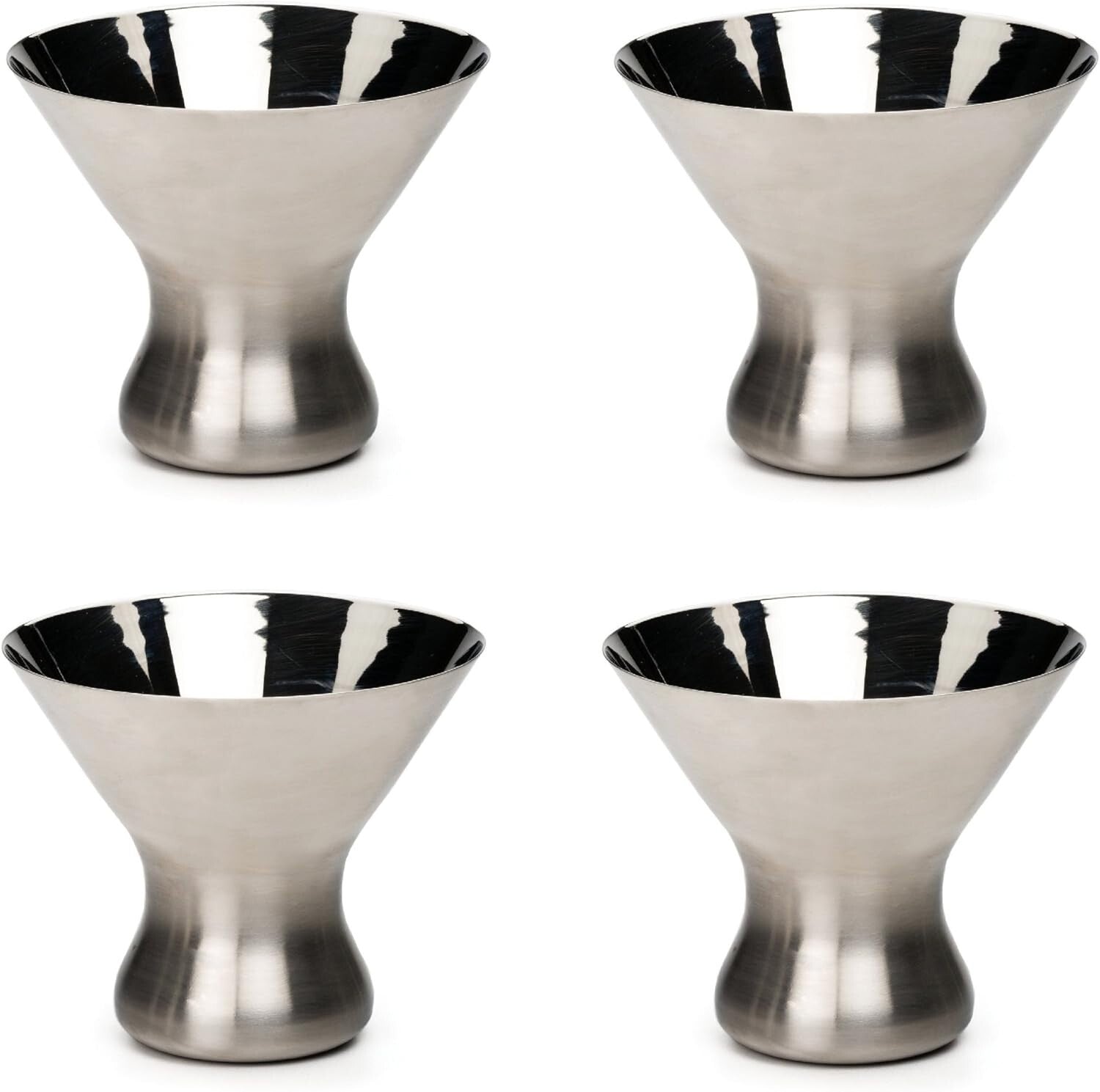 Elegant 8 Ounce Stainless Steel Stemless Martini Glasses for Home Entertaining