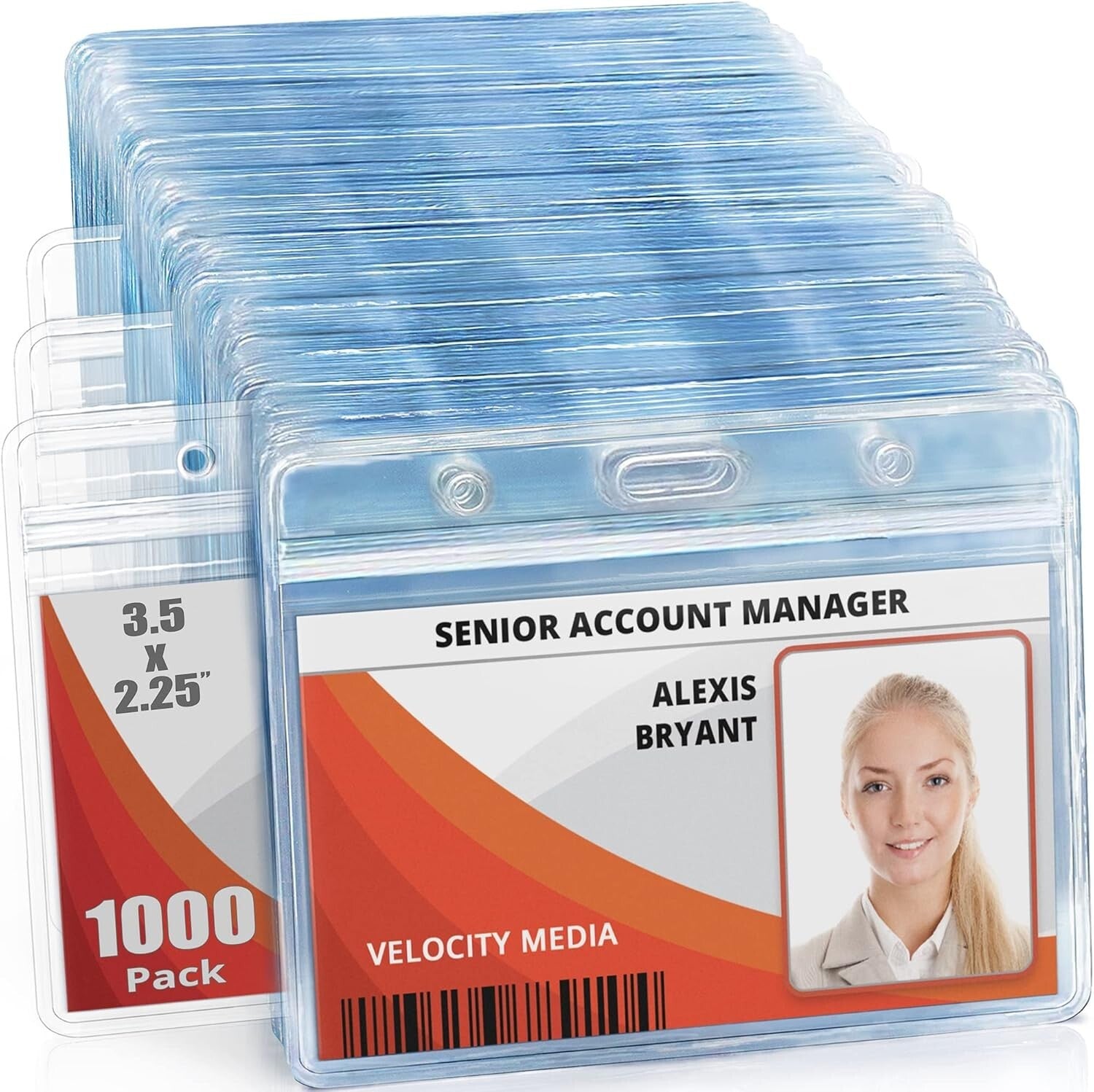 Clear Waterproof ID Badge Holder, 1000 Pack, 3.5x2.25 Inches - Heavy Duty Vinyl