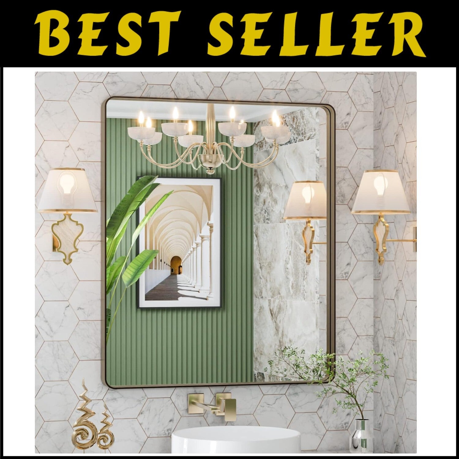 Stylish 30” x 36” Bronze Bathroom Mirror - Modern Design with Easy Installation