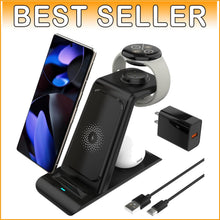 Load image into Gallery viewer, Compact 3-in-1 Google Pixel Charging Station with QC Adapter - Organize Devices