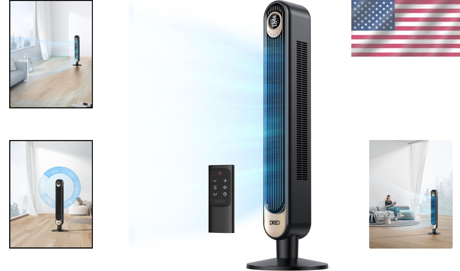 Elegant 42" Oscillating Bladeless Fan - Powerful Cooling with Remote & Timer