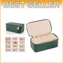 Load image into Gallery viewer, Faux Leather Travel Jewelry Box - 12 Convenient Zipped Pouches for All Jewelry