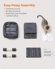 Load image into Gallery viewer, Smoky Gray 26.4-Inch Cat Tree with 2 Caves and Large Perch - Ideal for Kittens
