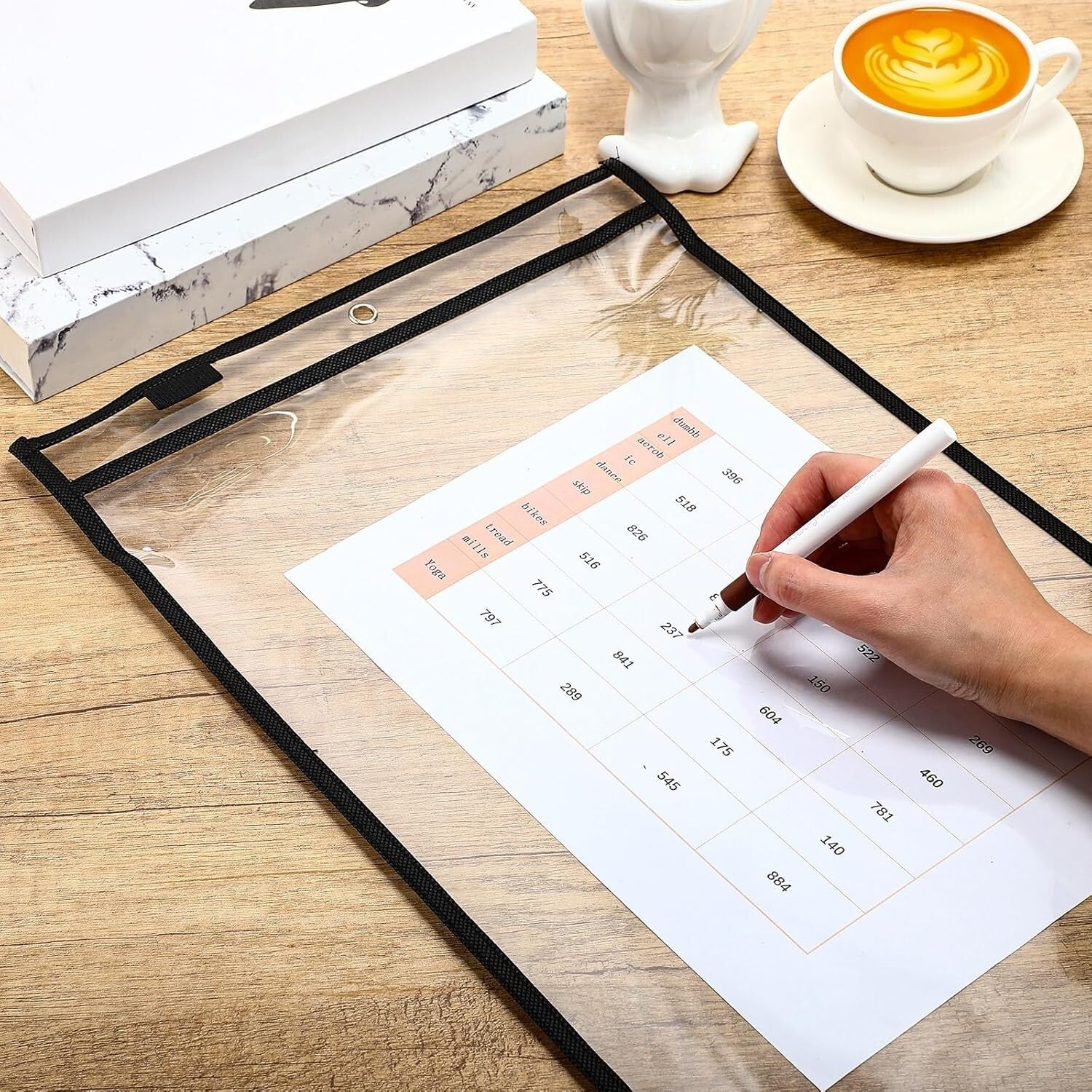 Durable Plastic Dry Erase Ticket Holders - 50 Oversized Clear Sleeves 12 x 18.6