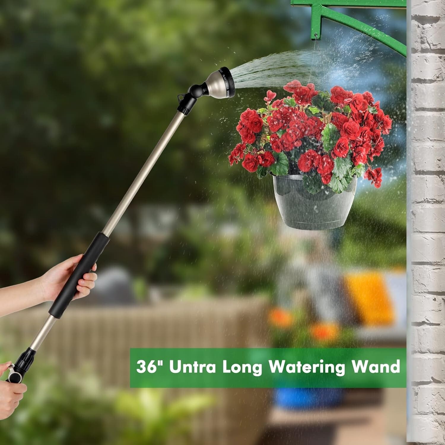 Ergonomic 36” Garden Hose Wand - Zinc Alloy with Thumb Control & 10 Patterns