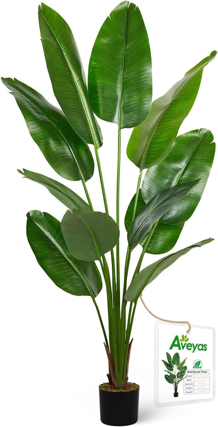 6ft Artificial Bird of Paradise Tree - Lush Silk Leaves for Elegant Decor