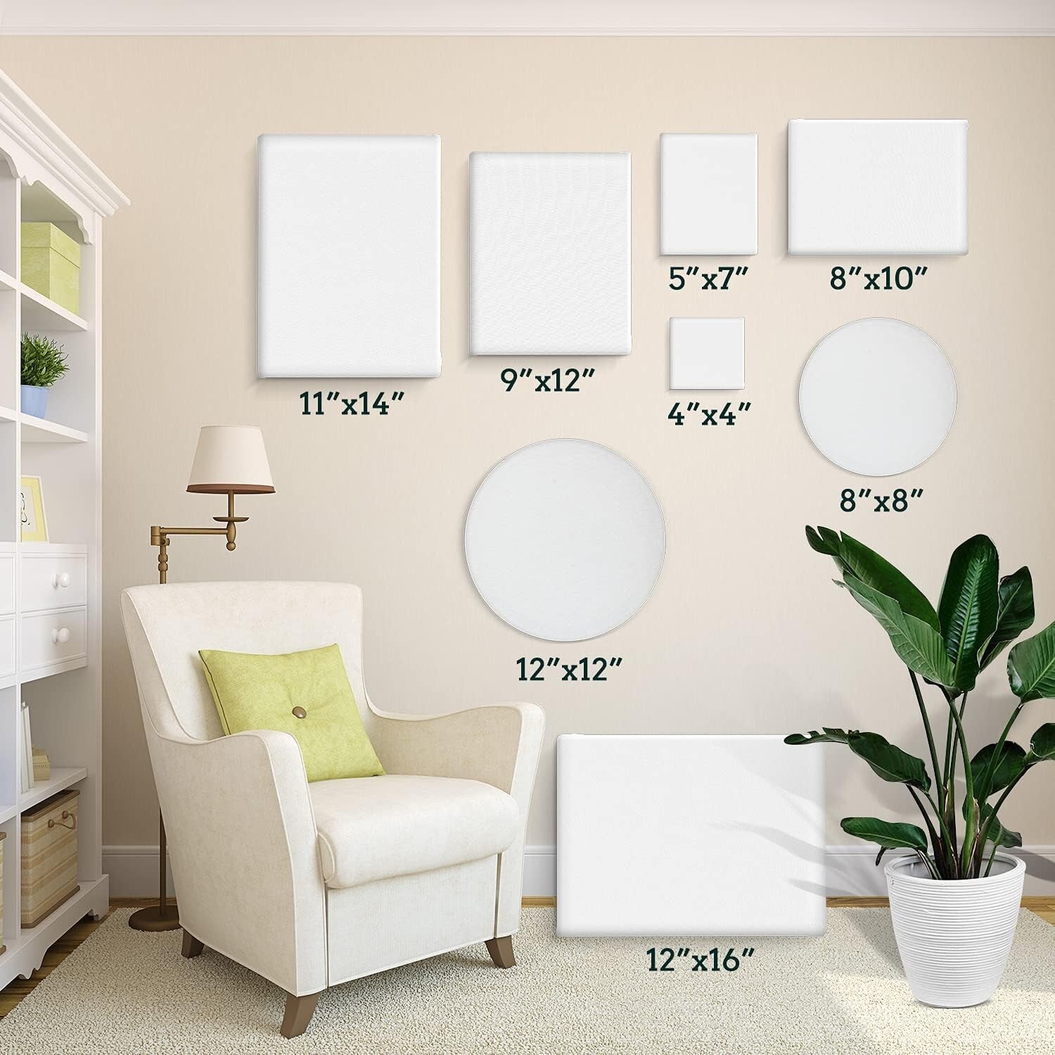 Diverse 24 Canvas Set with Round and Rectangle Shapes - Ideal for Creators