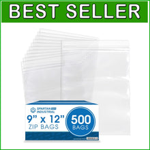Load image into Gallery viewer, Versatile 9” x 12” Zip Plastic Poly Bags - 500 Count for Organization &amp; Travel