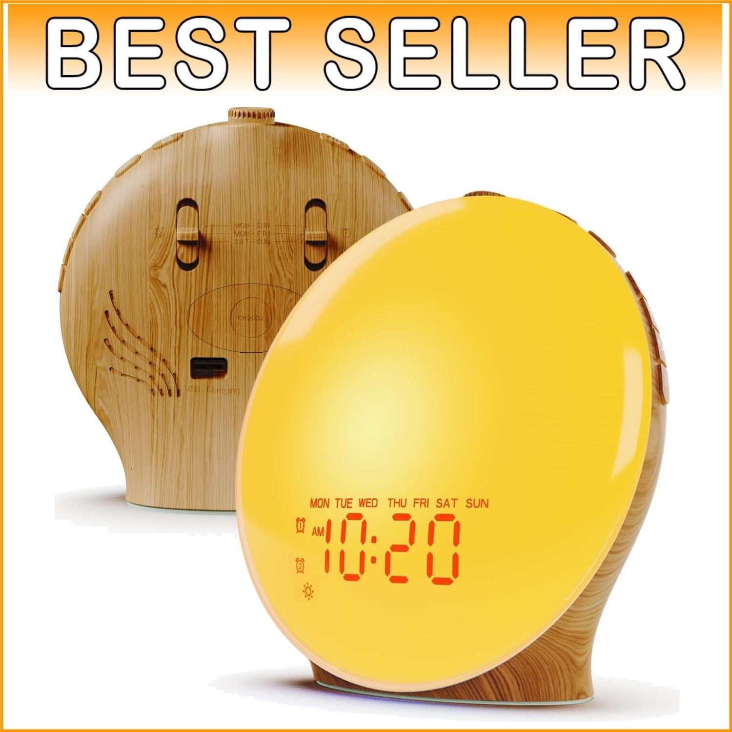 Dual Alarm Sunrise Simulation Clock for Kids & Heavy Sleepers - 7 Natural Sounds