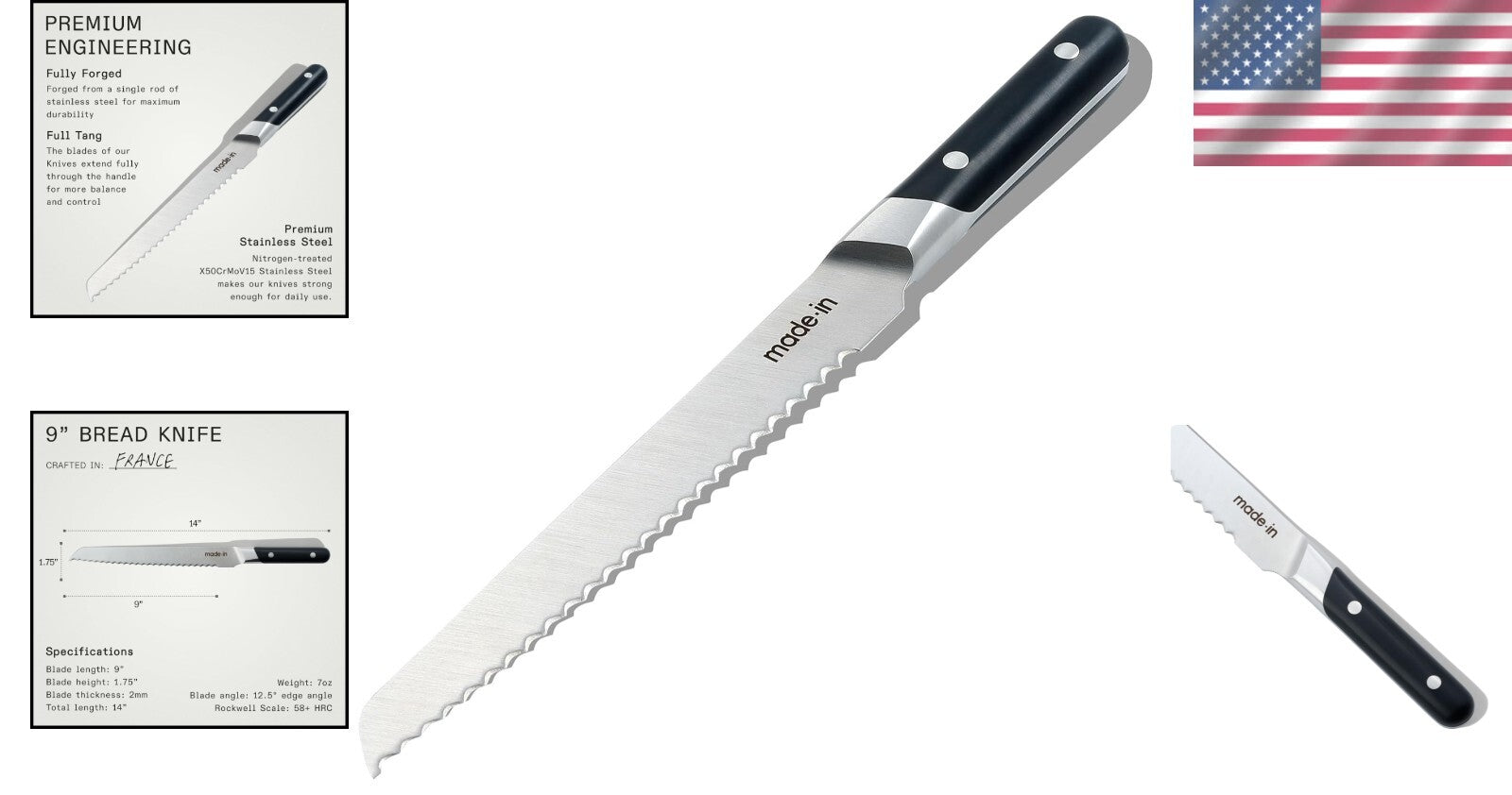 Luxury 9-Inch Forged Bread Knife - Nitrogen-Treated Blade for Effortless Slicing