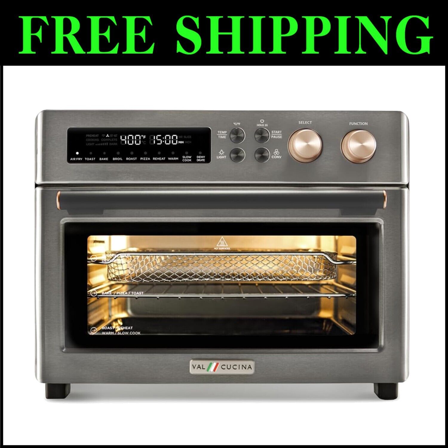 Extra Large Infrared Air Fryer with 10 Functions - 6-Slice Capacity, Easy Clean