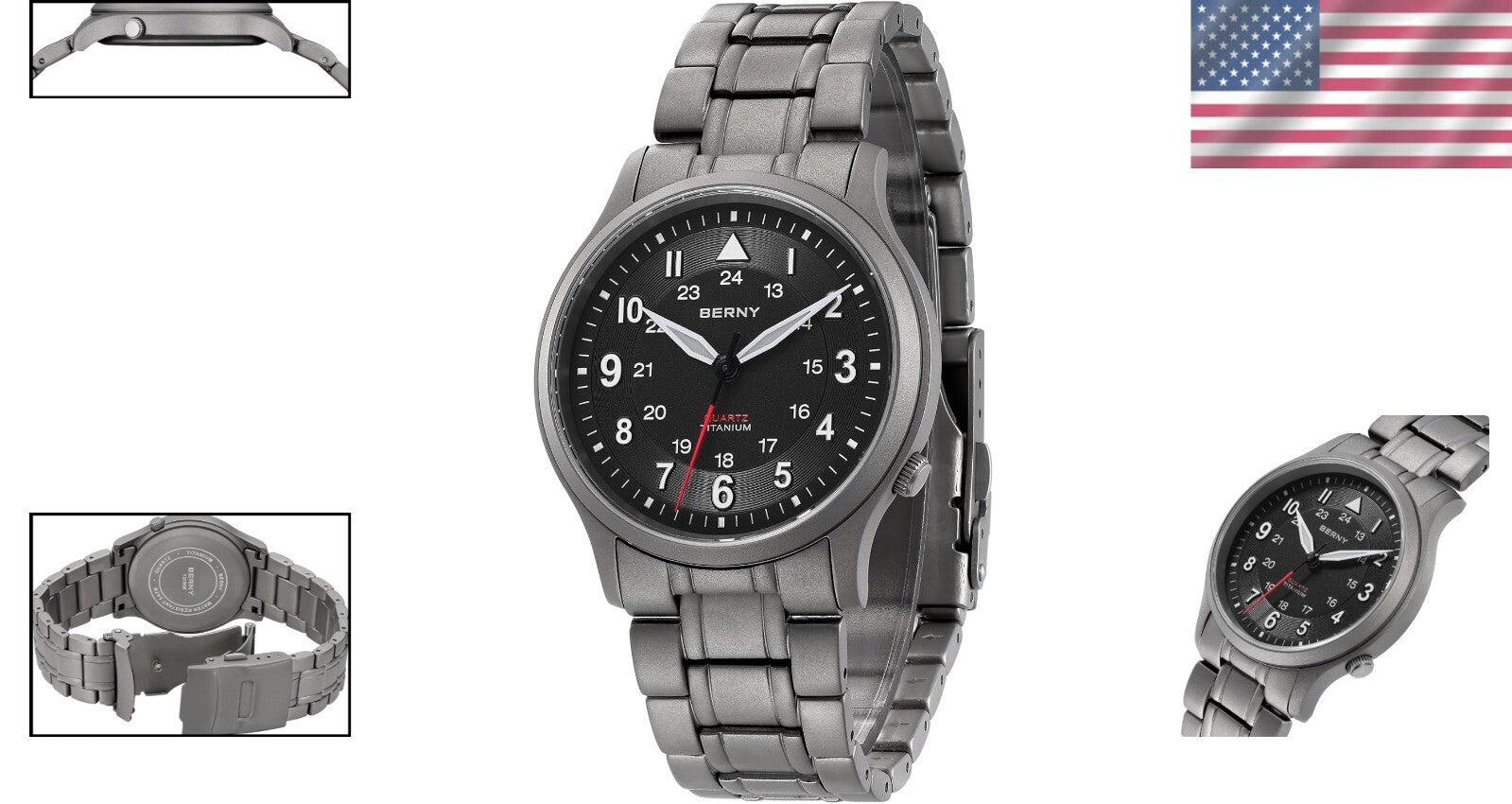 5ATM Waterproof Titanium Watch for Men - Quartz, Luminous & Scratch-Resistant