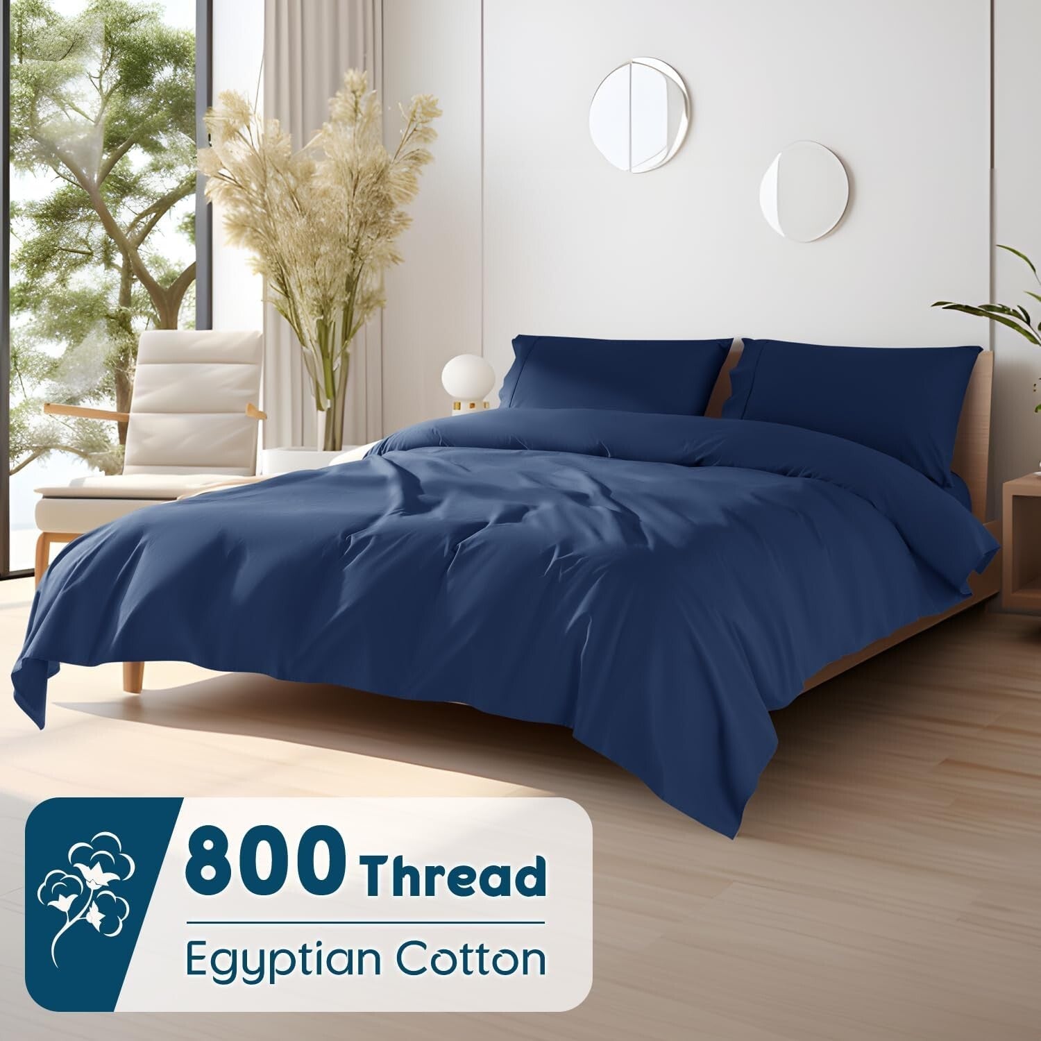 Eco-Friendly Egyptian Cotton Queen Sheets - 800 Thread Count, Cooling Comfort