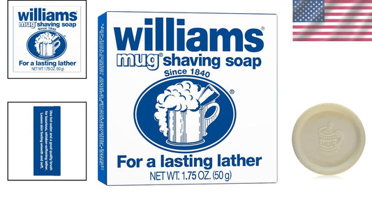 Williams Mug Shaving Soap Bar 1.75 oz - Perfect Foaming Lather for All Skin