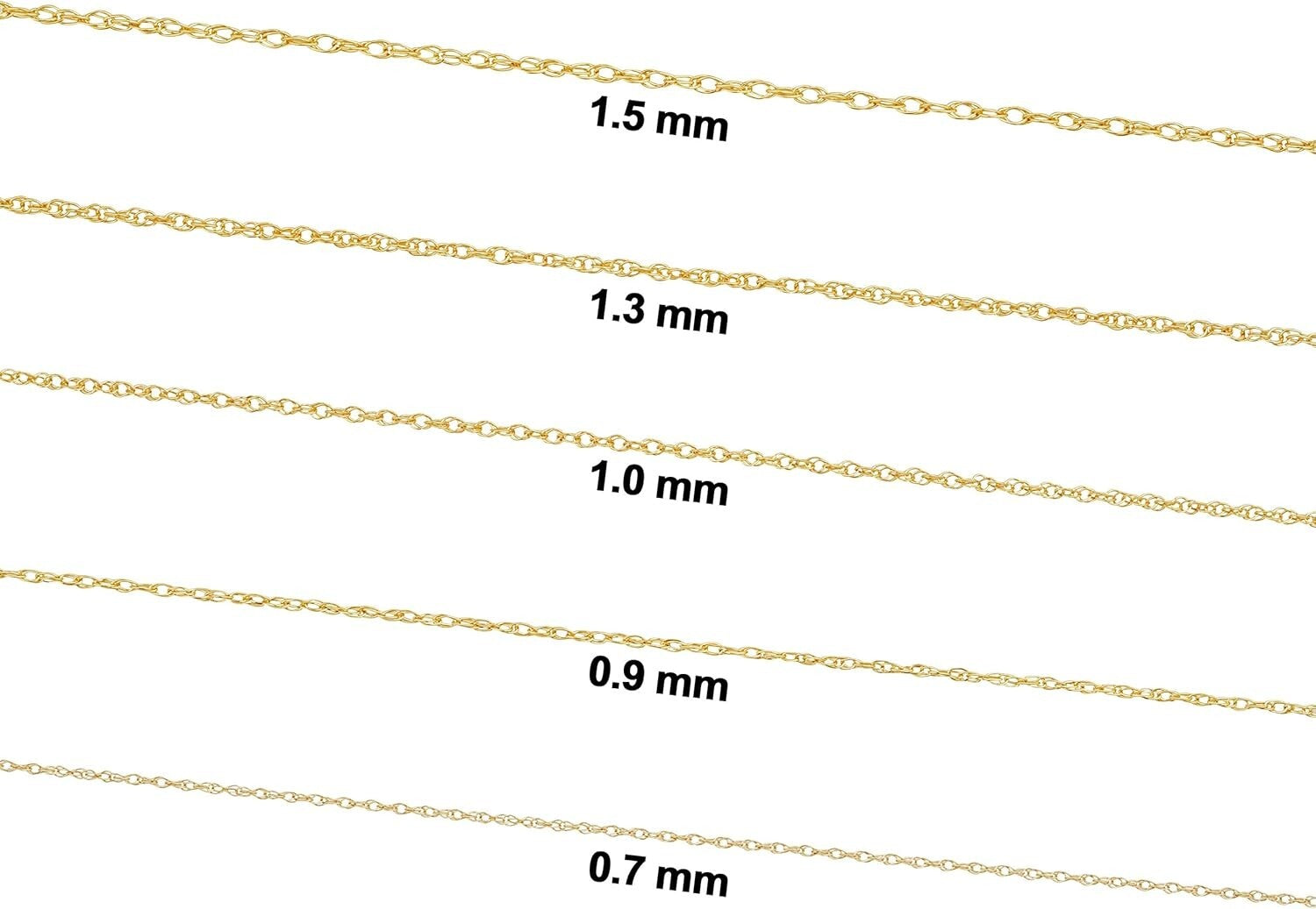 Elegant 14k Yellow Gold Rope Chain Necklace for Women - 24 Inch, 0.7 mm