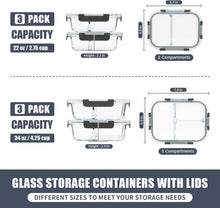Load image into Gallery viewer, Rectangular Glass Meal Prep Containers Set - Leak Proof &amp; Dishwasher Safe