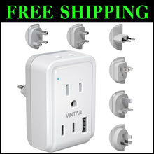 Load image into Gallery viewer, Travel Essentials: Universal Adapter with 6 Plugs and 3.4A USB for Easy Charging